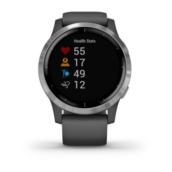 Умные часы Garmin VIVOACTIVE 4 серые с серебристым безелем